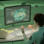 Cómo medir el tráfico orgánico de tu página web Concepto: Un diseñador analizando tráfico orgánico en una pantalla, con gráficos de visitas. Texto: "El tráfico orgánico es clave para el éxito de tu sitio web. Aprende a medirlo y optimizarlo." Elementos visuales: Gráficos de tráfico, palabras clave, y el nombre "Avendaño Design" en un fondo verde minimalista.
